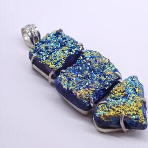 Bold Blue Aura Quartz Drusy Pendant
